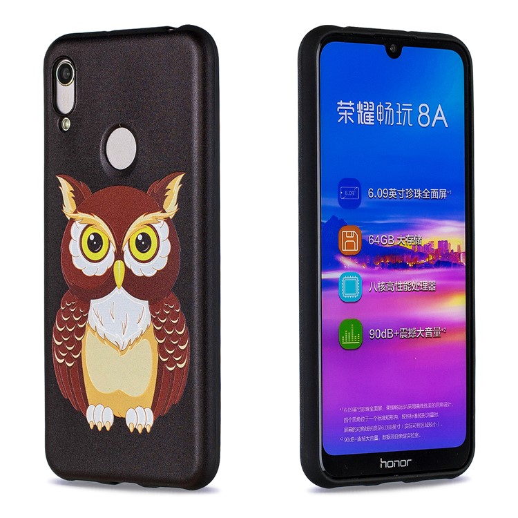 Embossment Patterned TPU Case Accessory for Huawei Y6 (2019, with Fingerprint Sensor) / Y6 Prime (2019) / Honor 8A - Lovely Owl-2