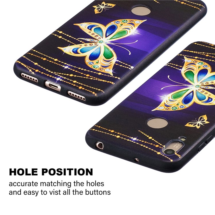 Embossment Patterned TPU Case Accessory for Huawei Y6 (2019, with Fingerprint Sensor) / Y6 Prime (2019) / Honor 8A - Diamante Butterfly-4