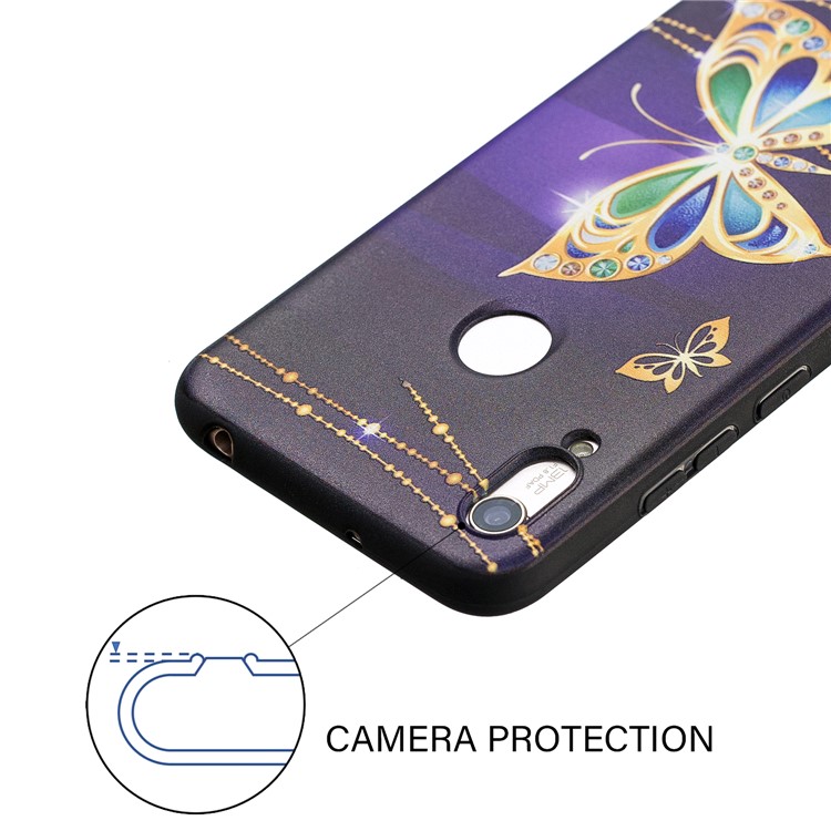 Embossment Patterned TPU Case Accessory for Huawei Y6 (2019, with Fingerprint Sensor) / Y6 Prime (2019) / Honor 8A - Diamante Butterfly-5