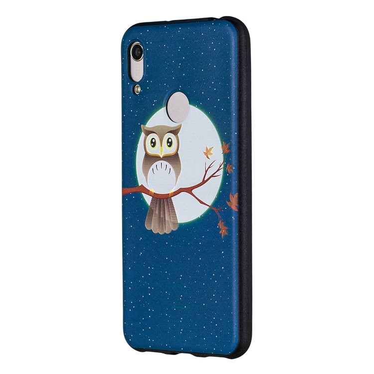 Accessorio Con Custodia In TPU Con Motivo In Rilievo Per Huawei Y6 (2019, Con Sensore Di Impronte Digitali) / Y6 Prime (2019) / Onore 8A - Stelle Della Luna Del Gufo-3