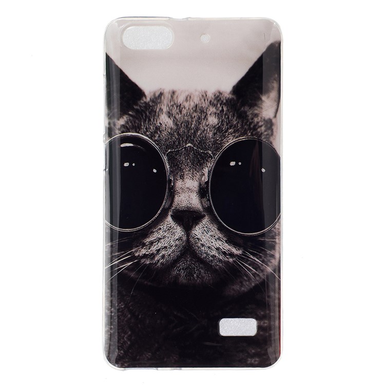 IMD Soft TPU Gel Case for Huawei Honor 4C - Cat Wearing Sunglasses-1
