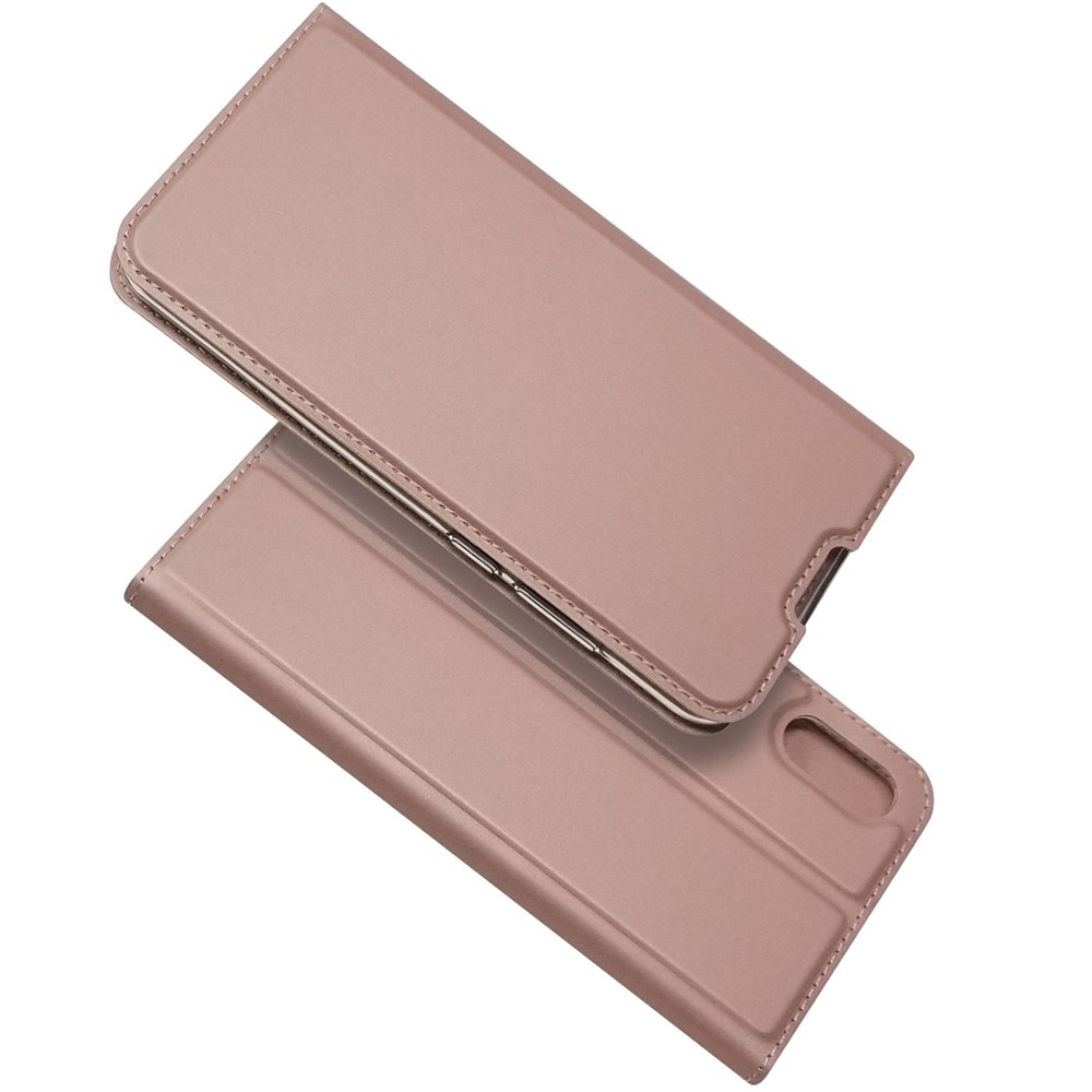 Magnetic Adsorption Leather Card Holder Case for Huawei Y6 Pro (2019) - Rose Gold-1