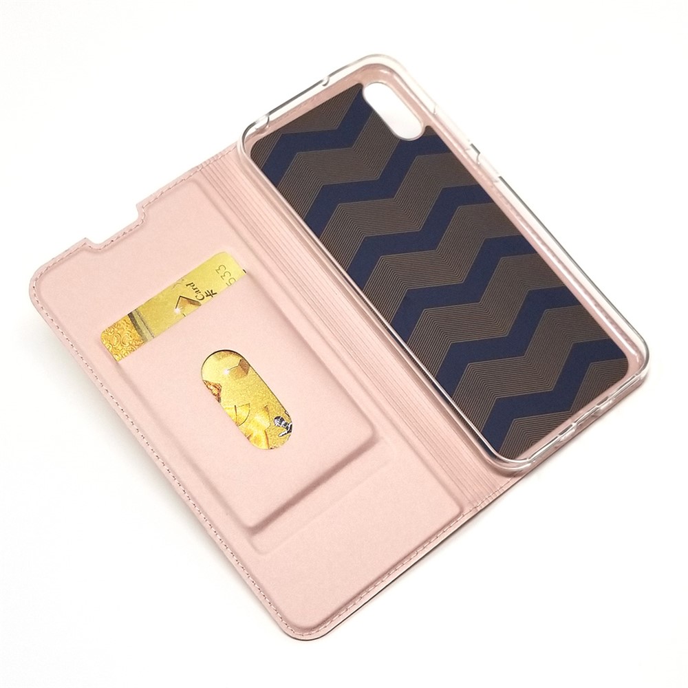 Magnetic Adsorption Leather Card Holder Case for Huawei Y6 Pro (2019) - Rose Gold-5