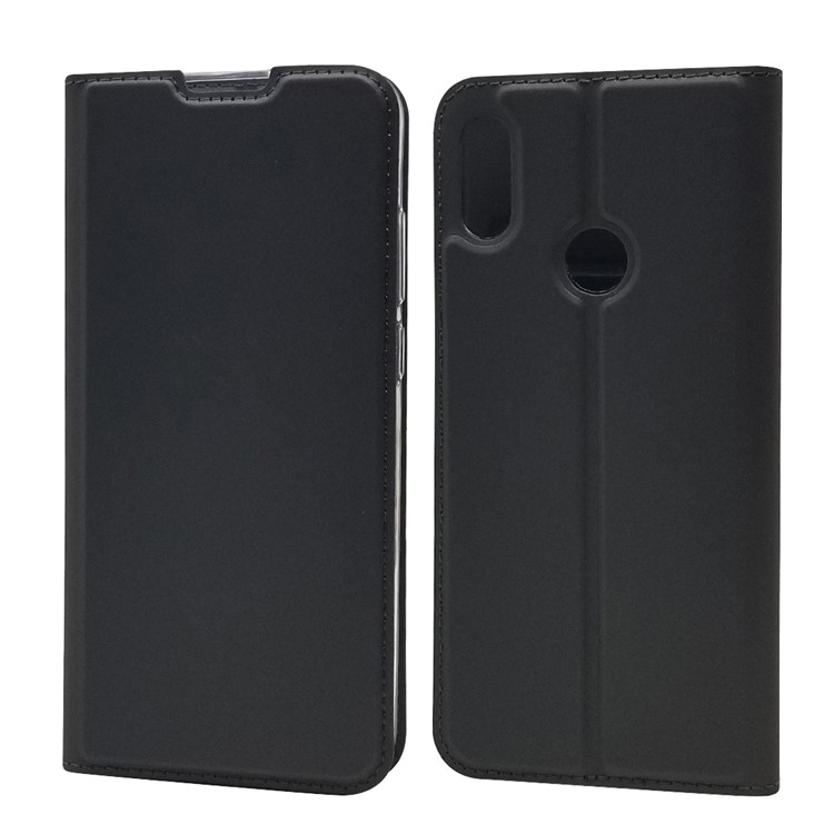 Magnetic Adsorption Leather Card Holder Case for Huawei Y6 (2019, with Fingerprint Sensor) / Y6 Prime (2019) - Black-2