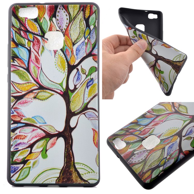 Soft TPU Cover Shell for Huawei P9 Lite - Colorful Tree-1