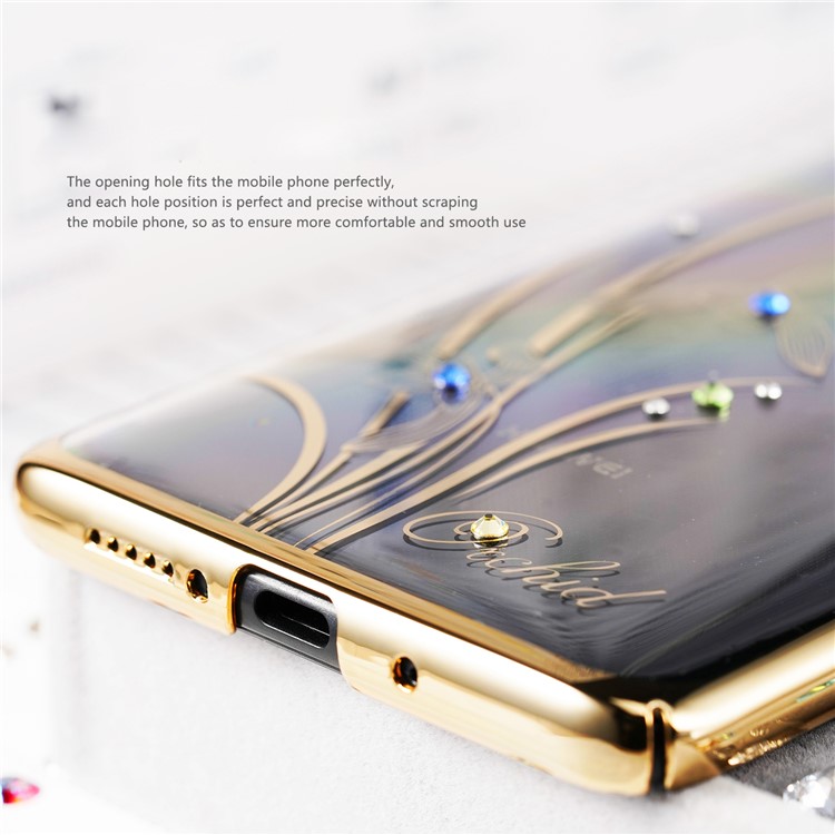 KINGXBAR Authorized Swarovski Crystal Plating PC Hard Shell for Huawei Mate 20 Pro - Clivia/Champagne Gold-4