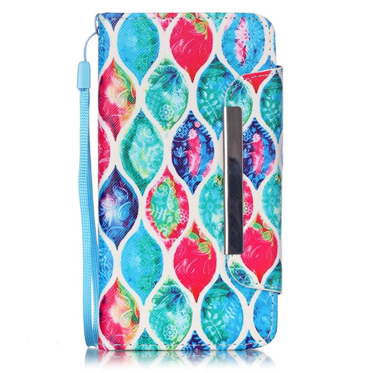 Patterned Leather Wallet Stand Case for Huawei Honor 4A / Y6 - Colorful Leaves-1
