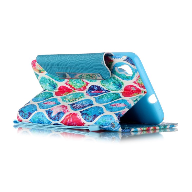 Patterned Leather Wallet Stand Case for Huawei Honor 4A / Y6 - Colorful Leaves-3