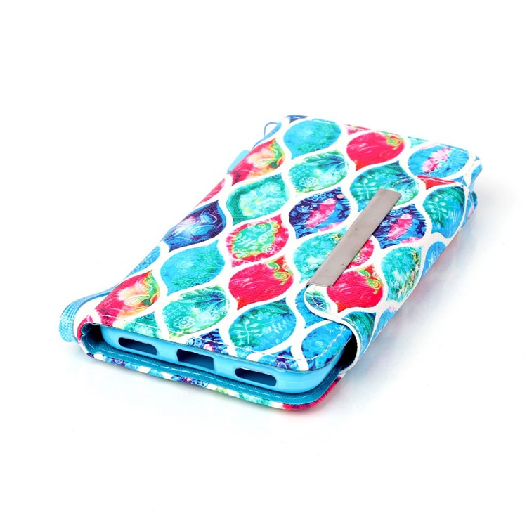 Patterned Leather Wallet Stand Case for Huawei Honor 4A / Y6 - Colorful Leaves-4