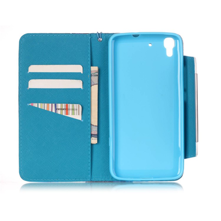 Patterned Leather Wallet Stand Case for Huawei Honor 4A / Y6 - Colorful Leaves-6