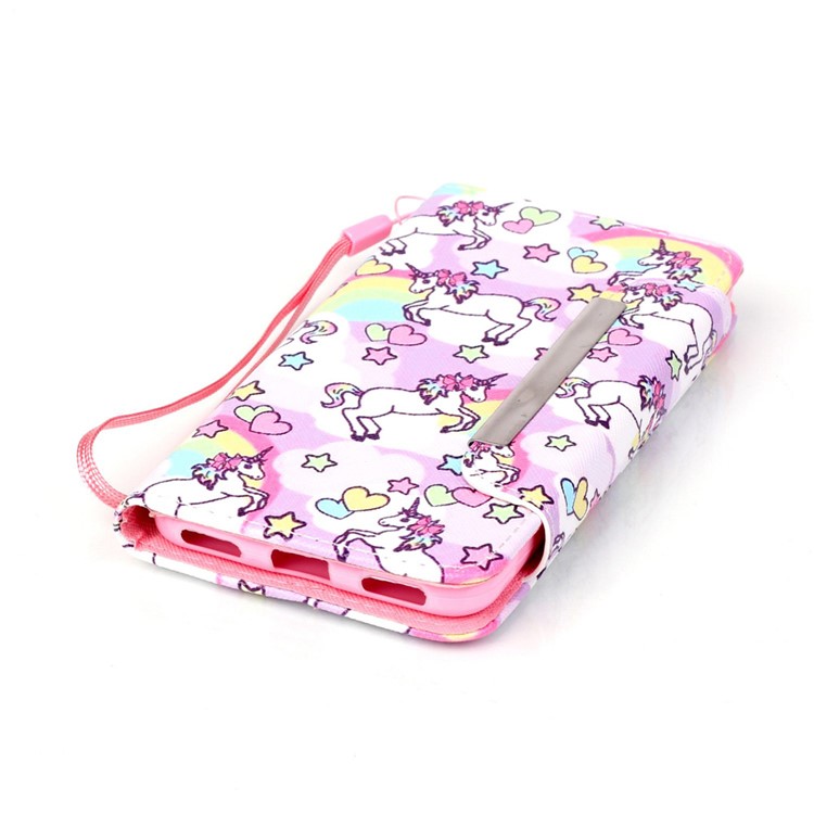 Patterned PU Leather Wallet Cover for Huawei Honor 4A / Y6 - Cute Unicorns-4