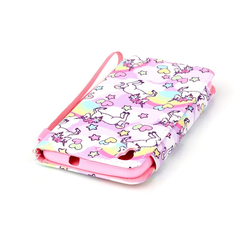 Patterned PU Leather Wallet Cover for Huawei Honor 4A / Y6 - Cute Unicorns-5