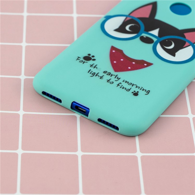 Pattern Printing Soft TPU Gel Protective Back Cover with Silicone Strap for Huawei Y7 (2019) - Cyan-10
