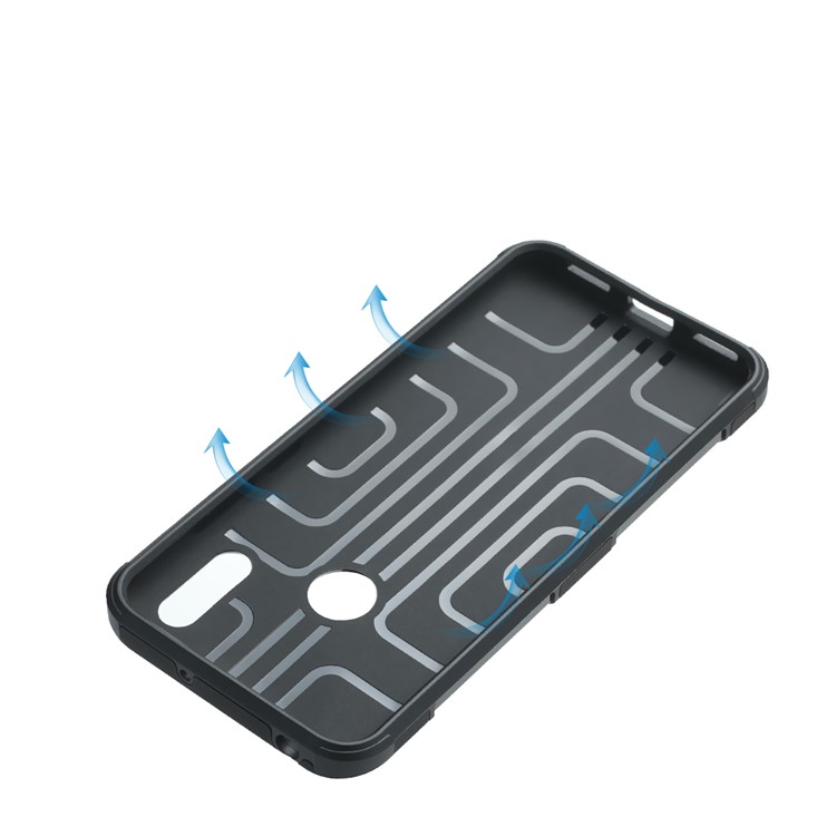 Geometric Pattern TPU PC Hybrid Case with Magnetic Car Mount Ring Holder for Huawei Y6 (2019, with Fingerprint Sensor)/Y6 Prime(2019)/Honor 8A - Black-13