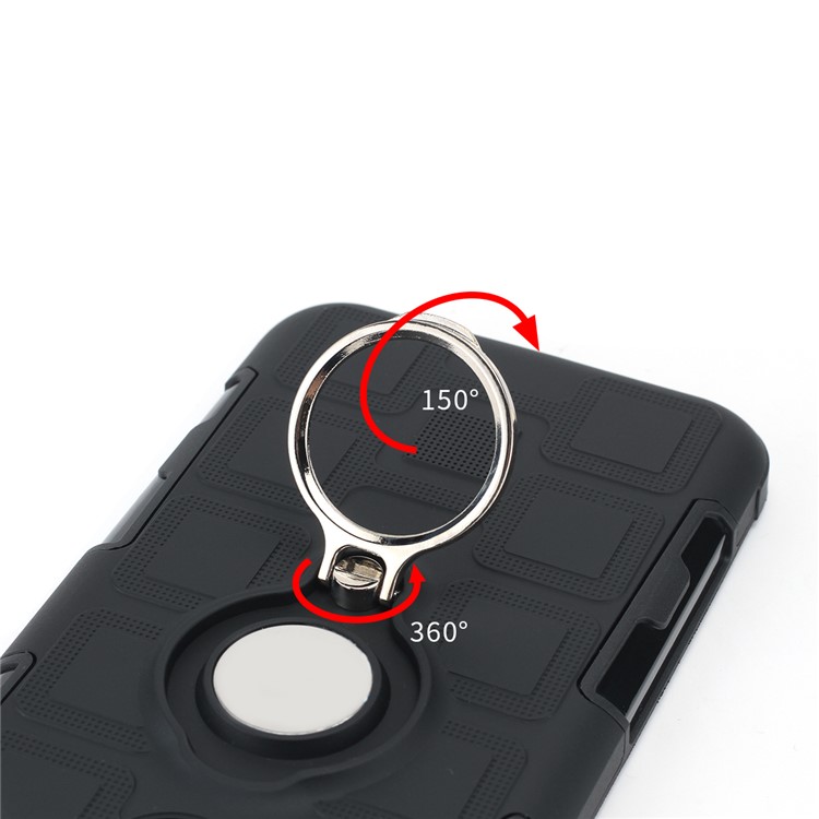 Geometric Pattern TPU PC Hybrid Case with Magnetic Car Mount Ring Holder for Huawei Y6 (2019, with Fingerprint Sensor)/Y6 Prime(2019)/Honor 8A - Black-5