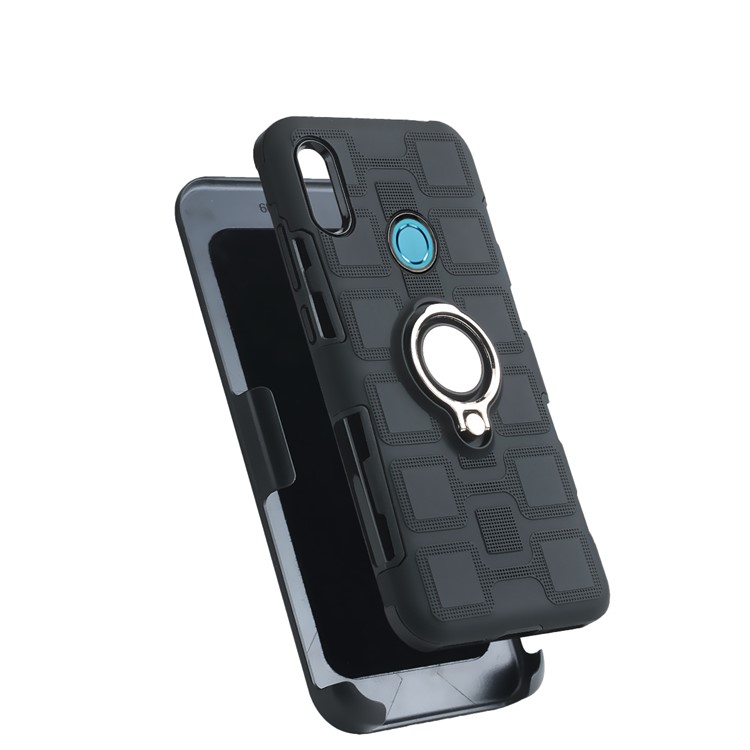 Geometric Pattern TPU PC Hybrid Phone Cover with Kickstand Belt Clip for Huawei Y6 (2019, with Fingerprint Sensor)/Y6 Prime(2019)/Honor 8A - Black-7