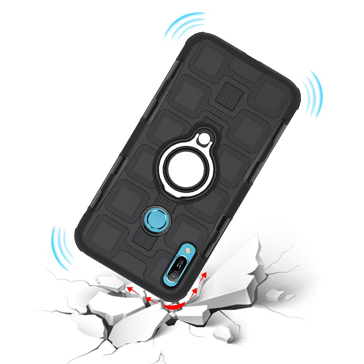Geometric Pattern TPU PC Hybrid Phone Cover with Kickstand Belt Clip for Huawei Y6 (2019, with Fingerprint Sensor)/Y6 Prime(2019)/Honor 8A - Black-8