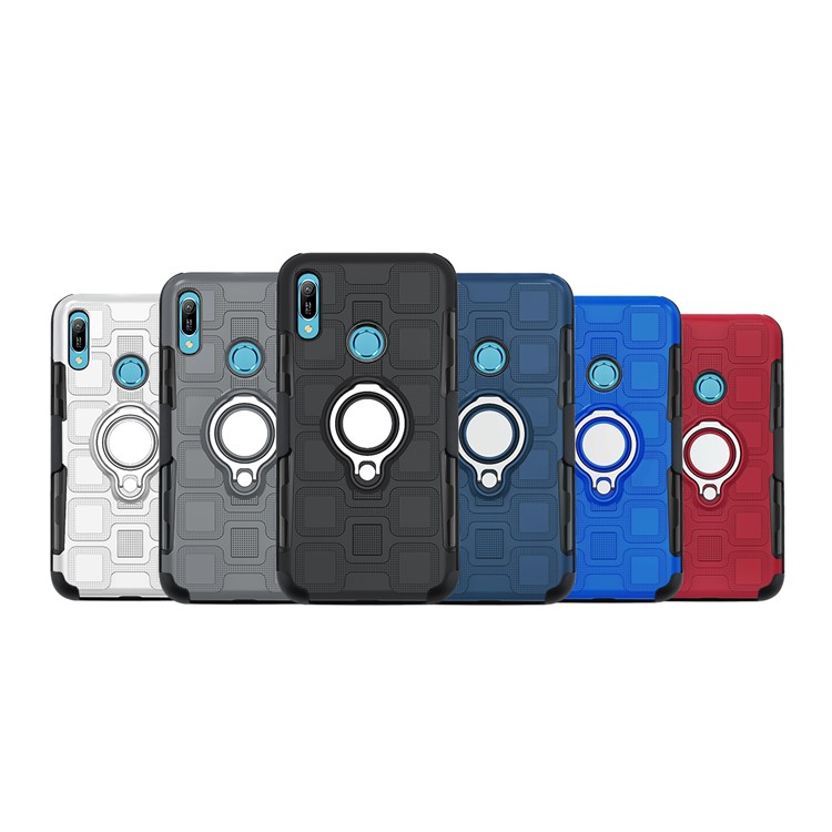 Geometric Pattern TPU PC Hybrid Phone Cover with Kickstand Belt Clip for Huawei Y6 (2019, with Fingerprint Sensor)/Y6 Prime(2019)/Honor 8A - Black-9