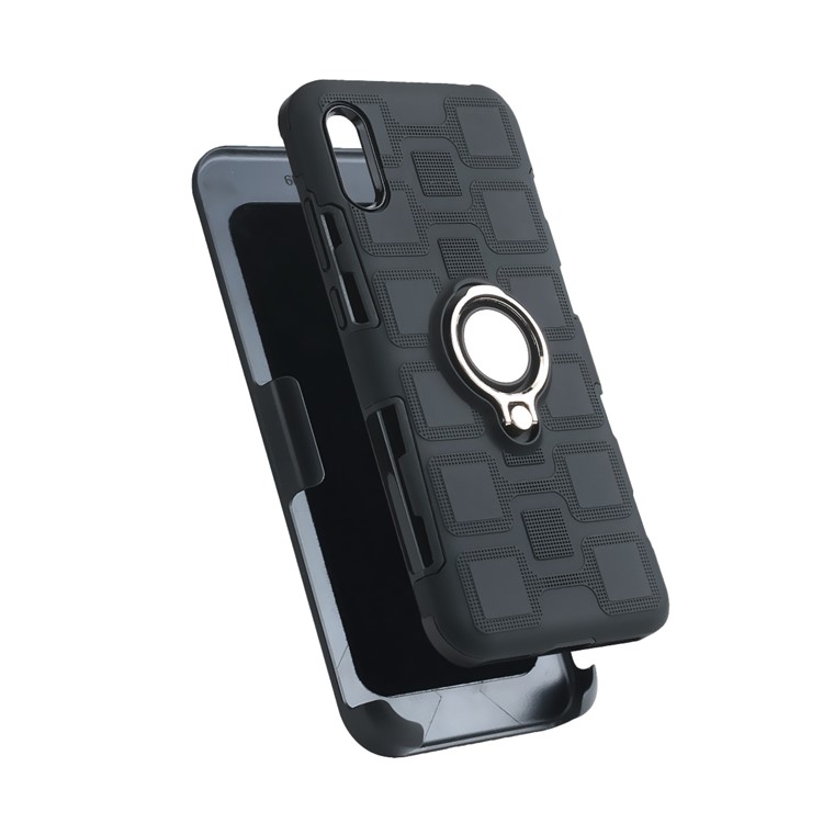 Geometric Pattern TPU PC Hybrid Phone Cover with Kickstand Belt Clip for Huawei Y6 Pro (2019) - Black-6