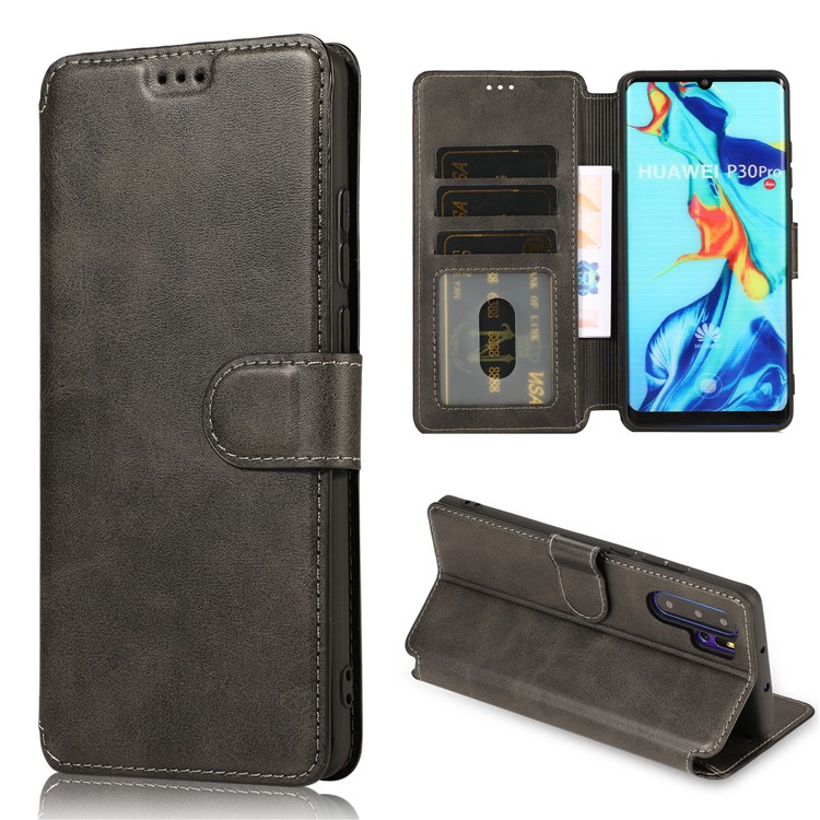 PU Leather + TPU Wallet Style Protection Phone Case for Huawei P30 Pro - Black-1