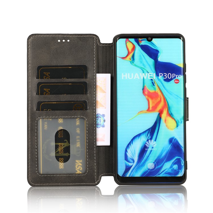 PU Leather + TPU Wallet Style Protection Phone Case for Huawei P30 Pro - Black-6