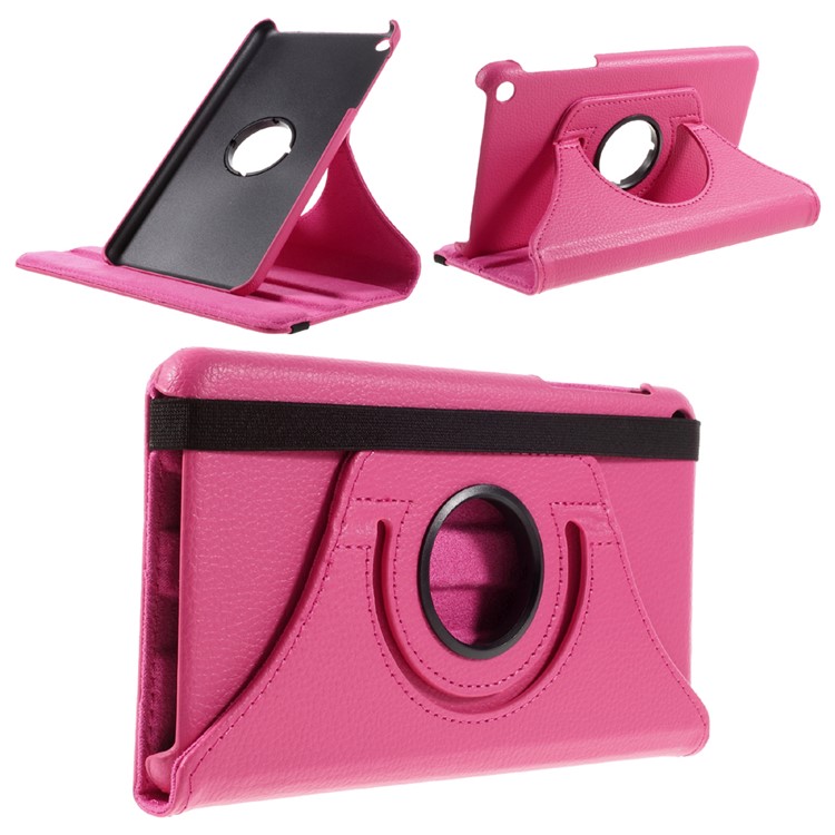 Litchi Texture Rotating Smart Leather Stand Case for Huawei Honor Tablet T1 7.0 (T1-701u) - Rose-1