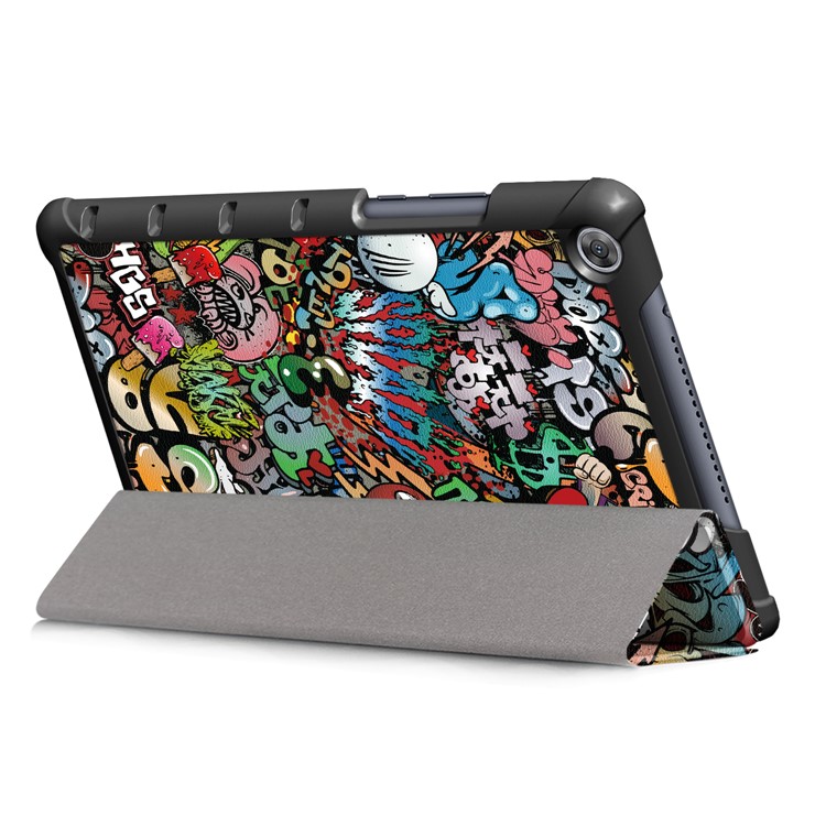 Pattern Printing PU Leather Tri-fold Stand Tablet Shell for Huawei MediaPad M5 Lite 8 - Cartoon Graffiti-6