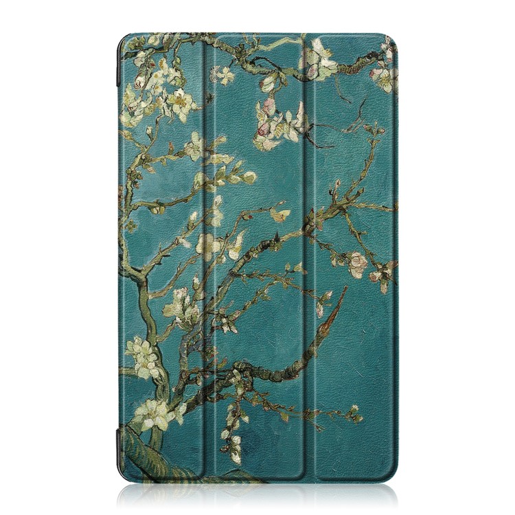 Pattern Printing PU Leather Tri-fold Stand Tablet Shell for Huawei MediaPad M5 Lite 8 - Peach Blossom-2