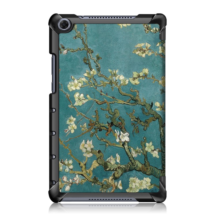 Pattern Printing PU Leather Tri-fold Stand Tablet Shell for Huawei MediaPad M5 Lite 8 - Peach Blossom-3