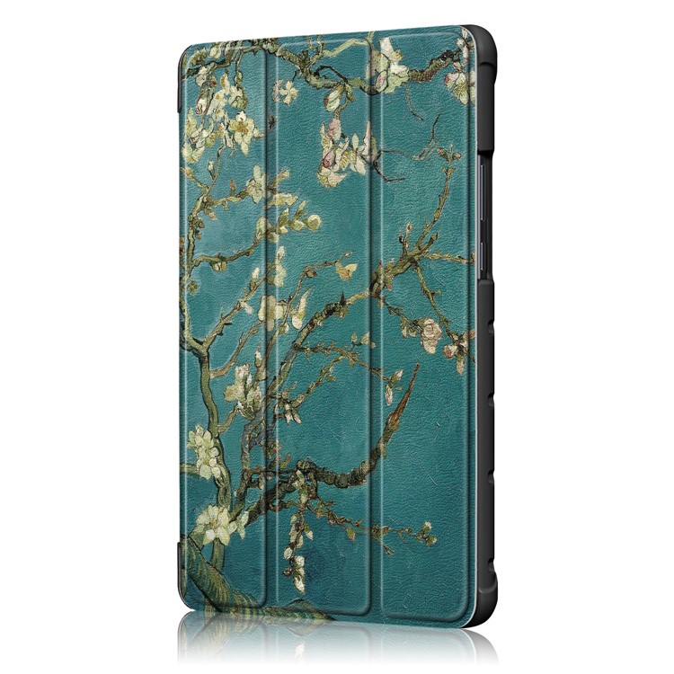 Pattern Printing PU Leather Tri-fold Stand Tablet Shell for Huawei MediaPad M5 Lite 8 - Peach Blossom-4