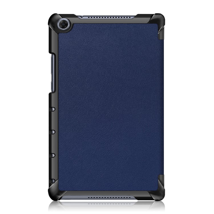 Litchi Skin PU Leather Tri-fold Stand Tablet Cover for Huawei MediaPad M5 Lite 8 - Dark Blue-3