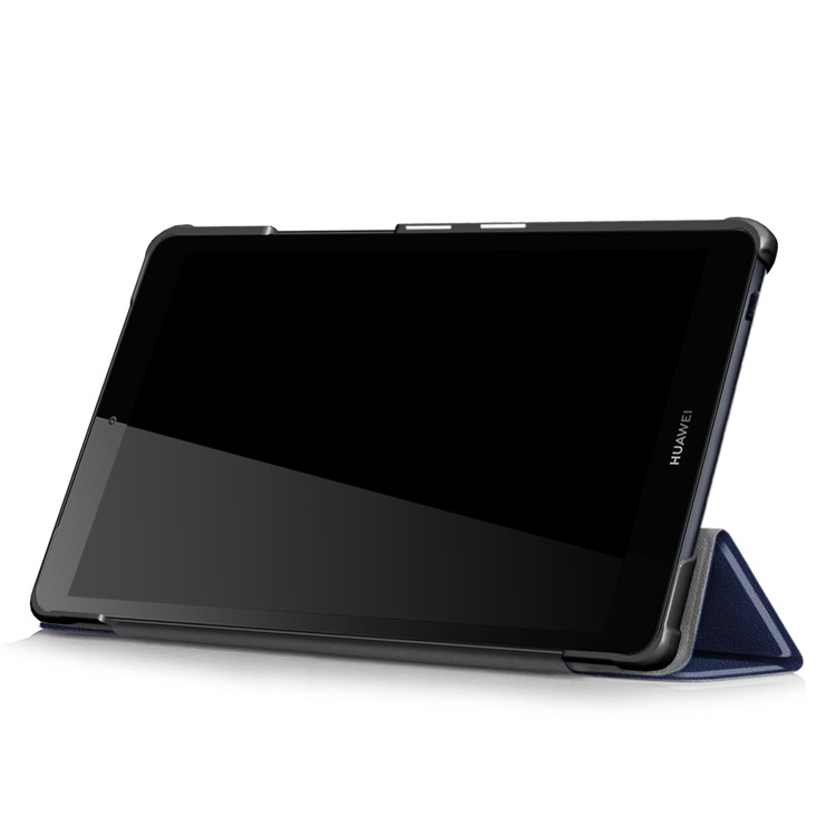 Litchi Skin PU Leather Tri-fold Stand Tablet Cover for Huawei MediaPad M5 Lite 8 - Dark Blue-5