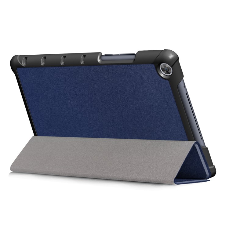 Litchi Skin PU Leather Tri-fold Stand Tablet Cover for Huawei MediaPad M5 Lite 8 - Dark Blue-6