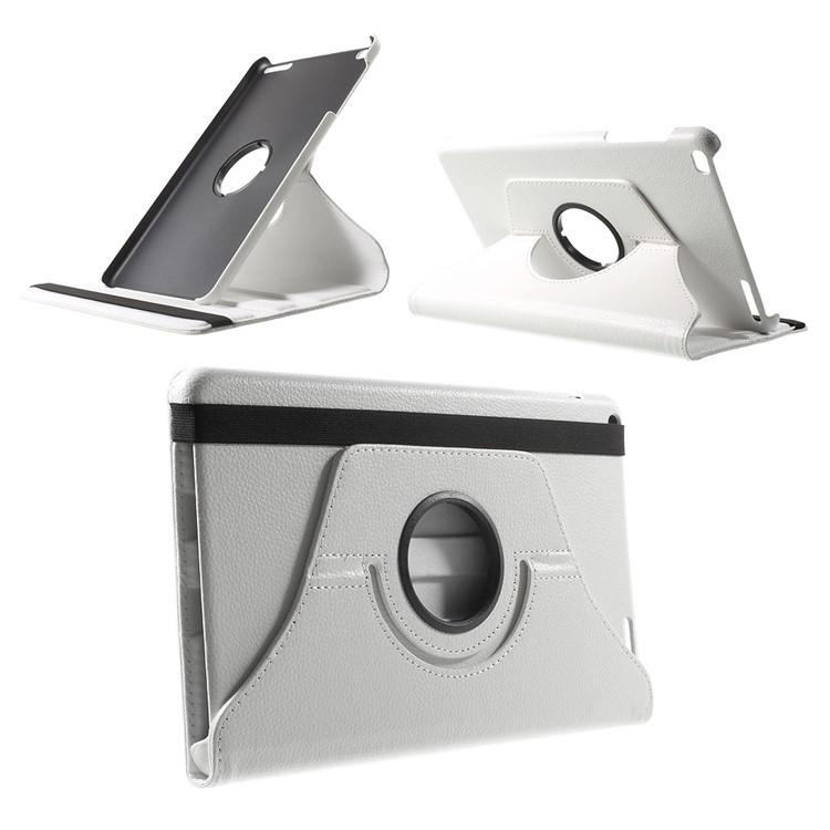 Litchi Grain Rotary Stand Cover for Huawei MediaPad T1 10 - White-1