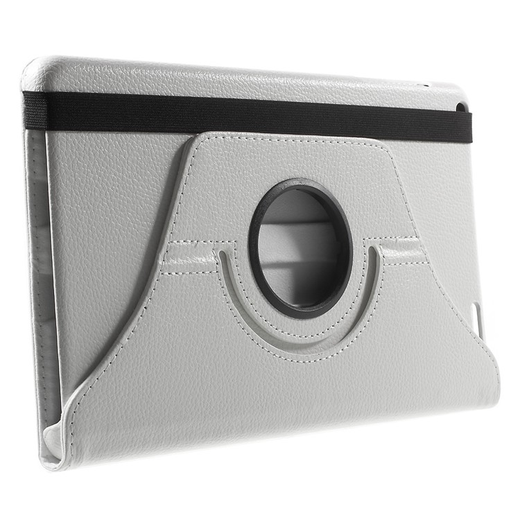 Litchi Grain Rotary Stand Cover for Huawei MediaPad T1 10 - White-4