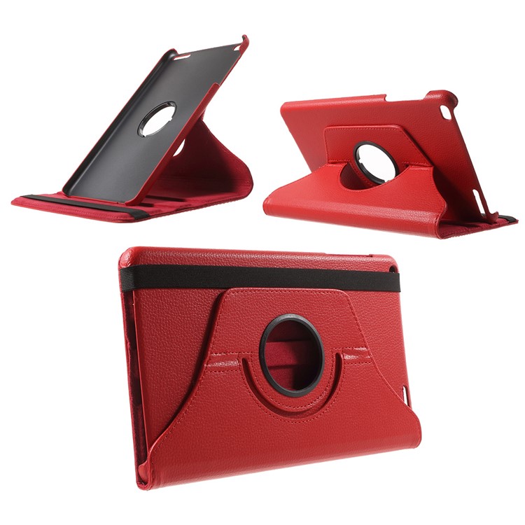 Litchi Grain Rotary Stand Shell for Huawei MediaPad T1 10 - Red-1