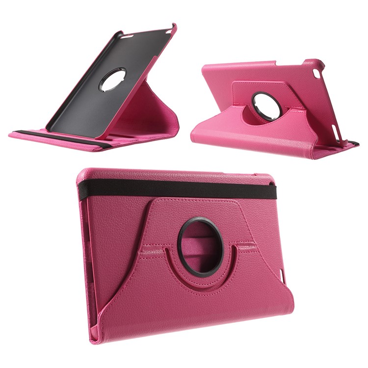 Litchi Grain Rotary Stand Flip Case for Huawei MediaPad T1 10 - Rose-1