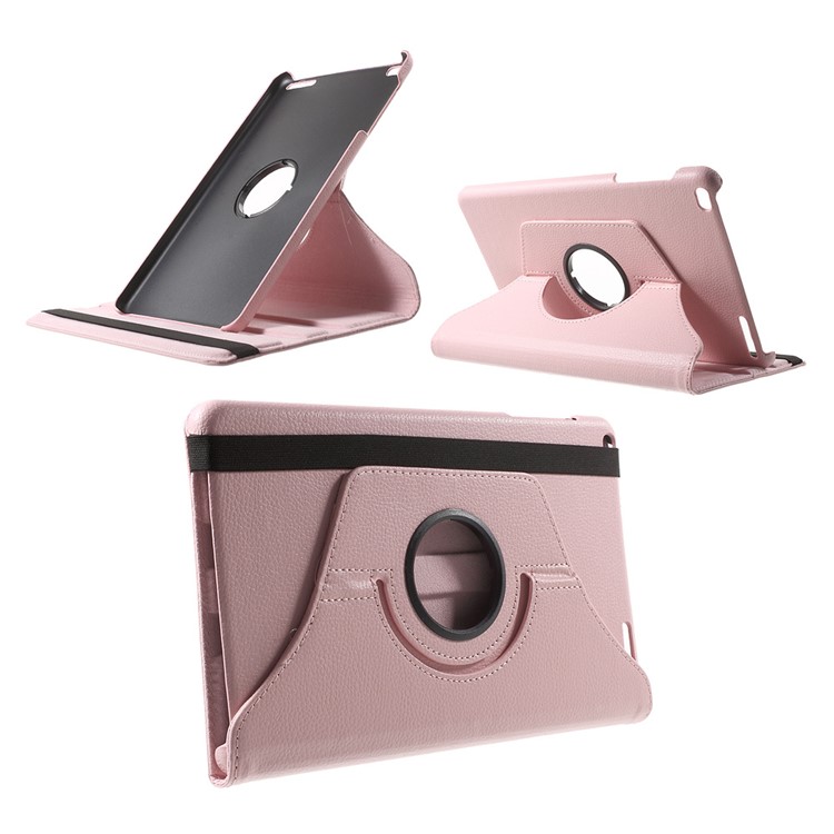 Litchi Grain Rotary Stand Case for Huawei MediaPad T1 10 - Pink-1