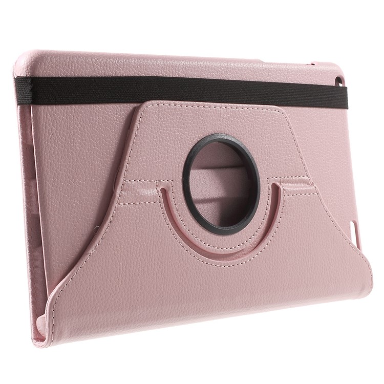 Litchi Grain Rotary Stand Case for Huawei MediaPad T1 10 - Pink-4