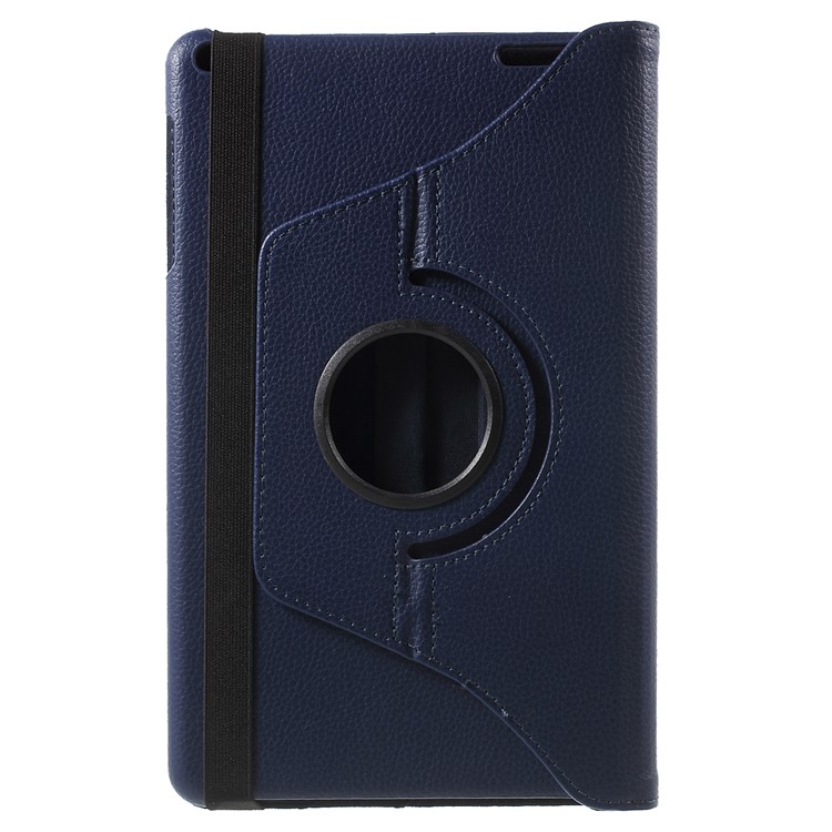 Litchi Grain Rotary Stand Case for Huawei MediaPad T1 10 - Dark Blue-3