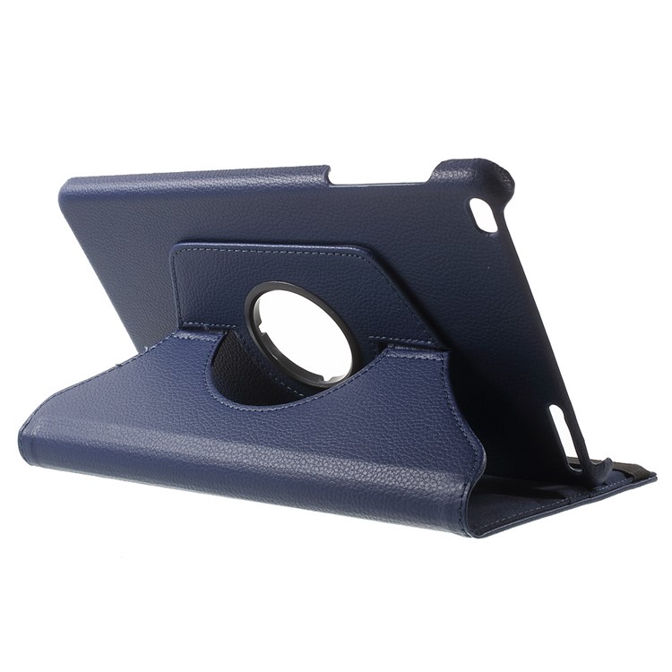 Litchi Grain Rotary Stand Case for Huawei MediaPad T1 10 - Dark Blue-5