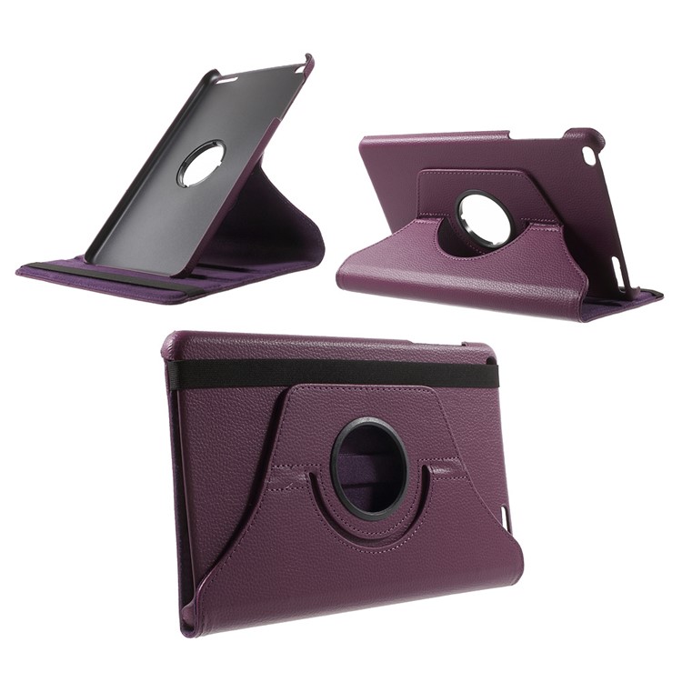Litchi Grain Rotary Stand Case for Huawei MediaPad T1 10 - Purple-1