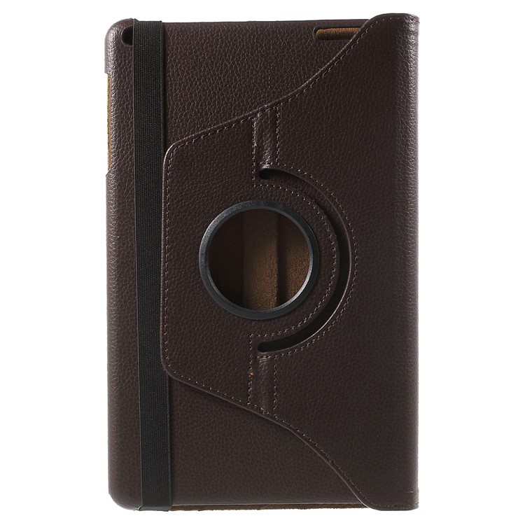 Litchi Grain Rotary Stand Case for Huawei MediaPad T1 10 - Coffee-3