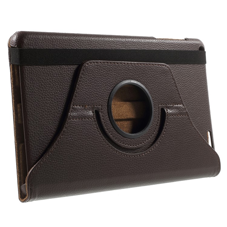 Litchi Grain Rotary Stand Case for Huawei MediaPad T1 10 - Coffee-4