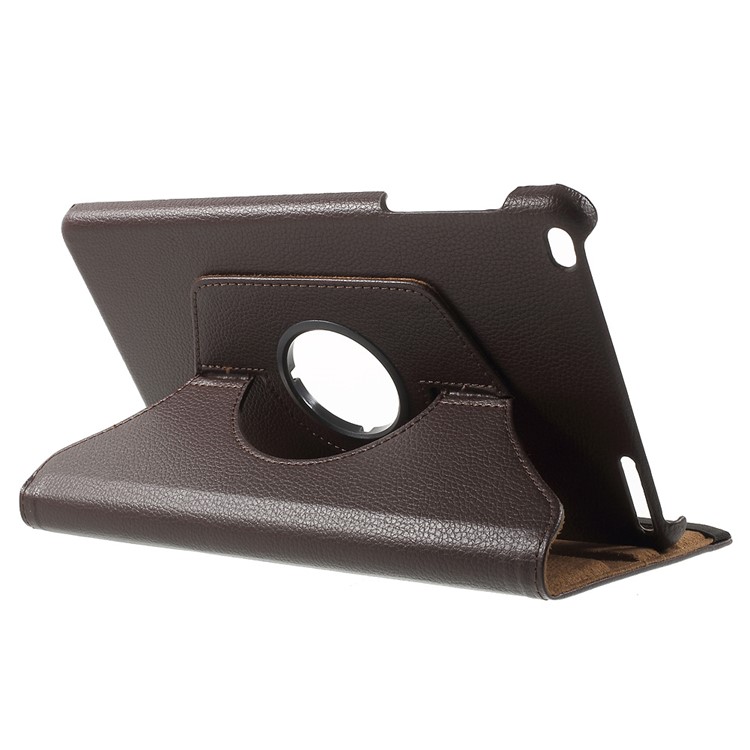 Litchi Grain Rotary Stand Case for Huawei MediaPad T1 10 - Coffee-5