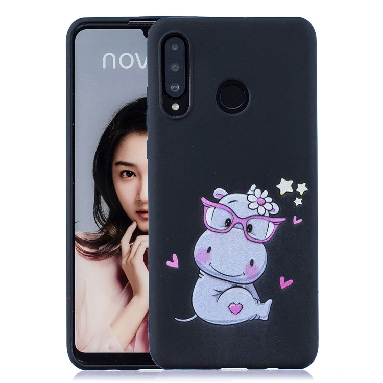 Pattern Printing TPU Gel Protective Case with Silicone Strap for Huawei P30 Lite / nova 4e - Black-2
