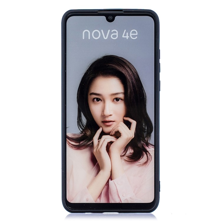 Pattern Printing TPU Gel Protective Case with Silicone Strap for Huawei P30 Lite / nova 4e - Black-4