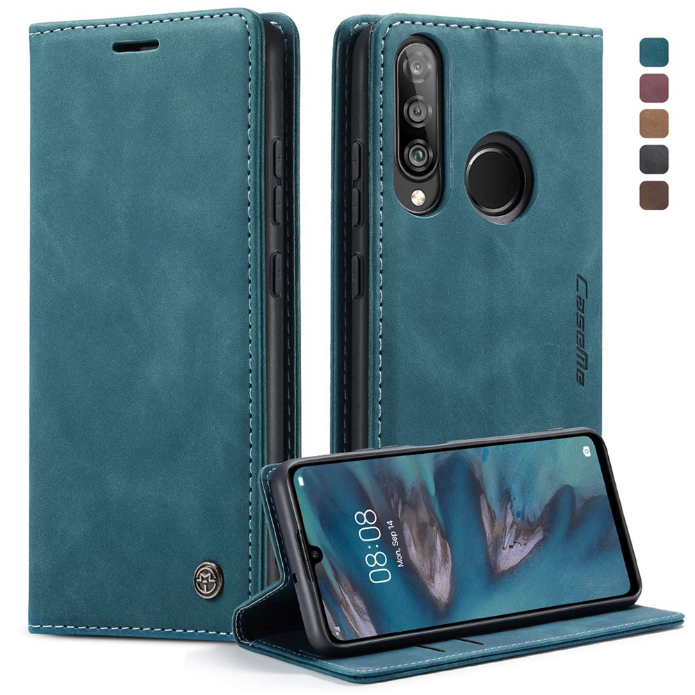 Caseme 013 Series Auto-absorbierte Lederwallet-Fall Für Huawei P30 Lite New Edition / P30 Lite / Nova 4e - Blau