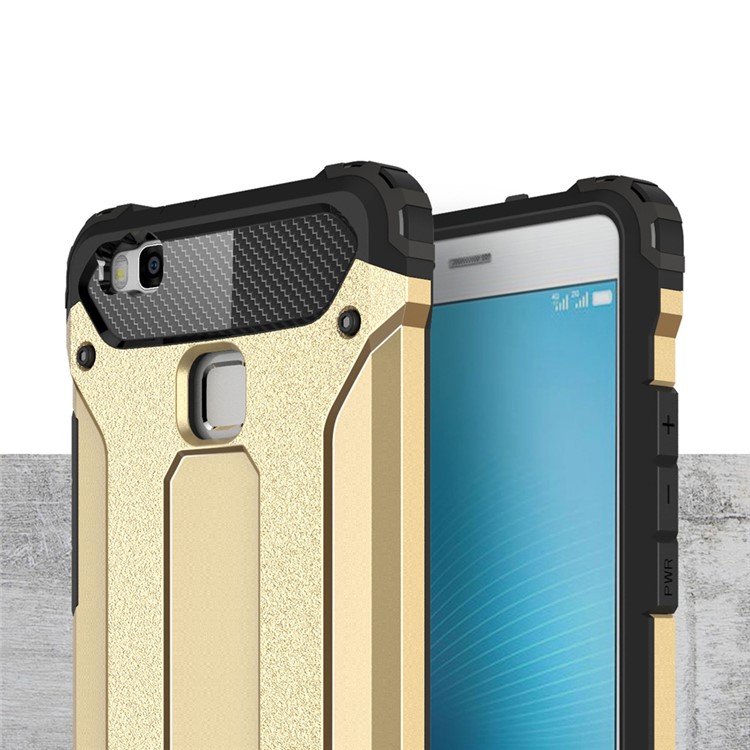 Armor Guard Plastic + TPU Back Case for Huawei P9 Lite / G9 Lite - Gold-2