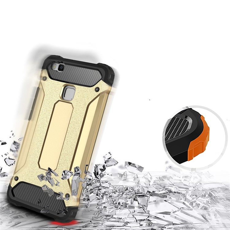 Armor Guard Plastic + TPU Back Case for Huawei P9 Lite / G9 Lite - Gold-6